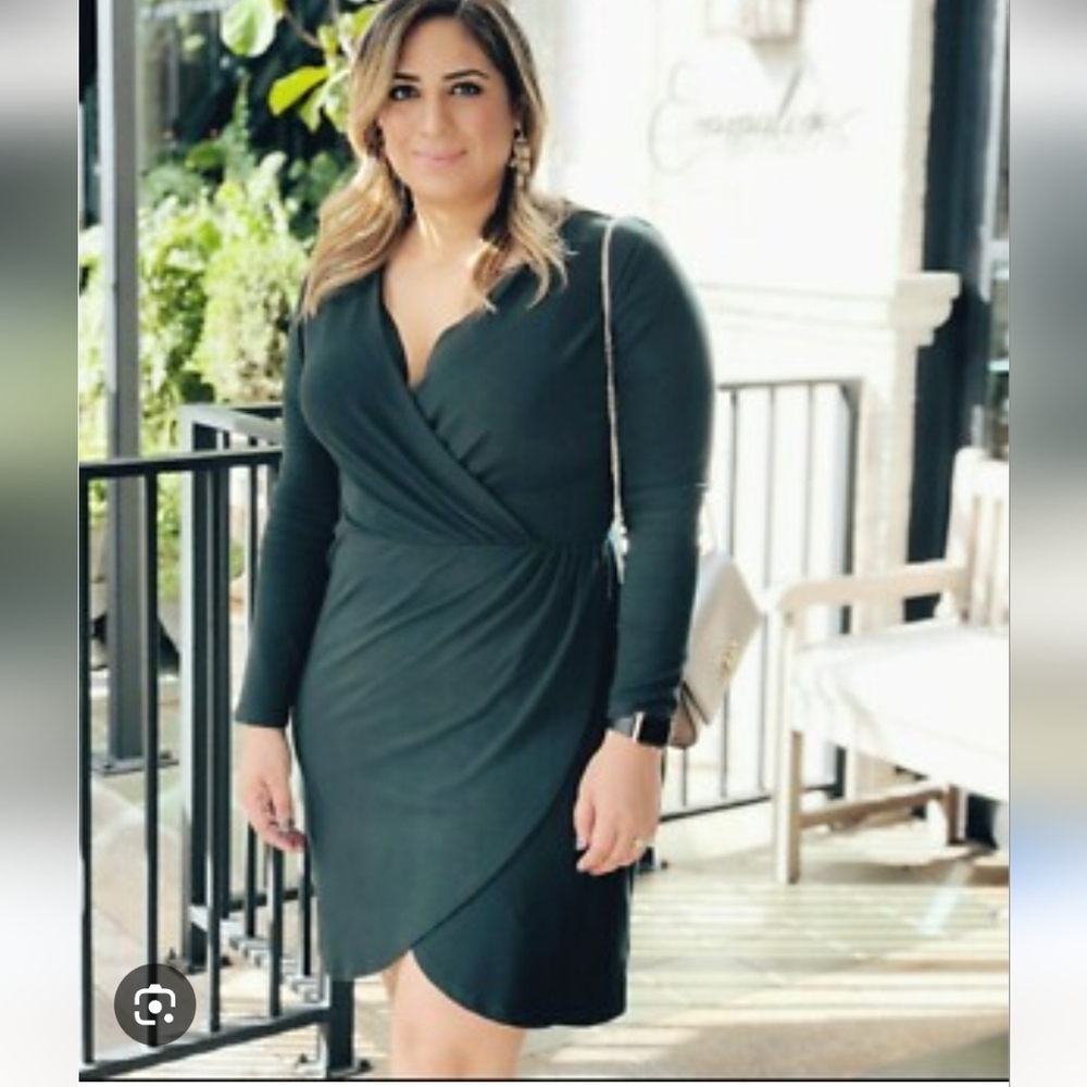 LOFT plus green faux wrap dress 18